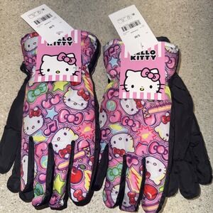 2 Pair Hello Kitty Girls Snow Gloves Size S/M Pink.